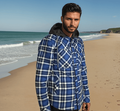 Giacca Invernale Uomo con Motivo Quadri e Fodera in Pile