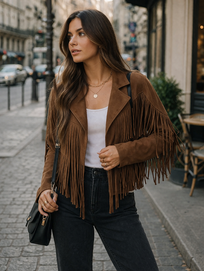 Giacca Donna in Daim con Frange Vestibilità Regular - Vesarelli