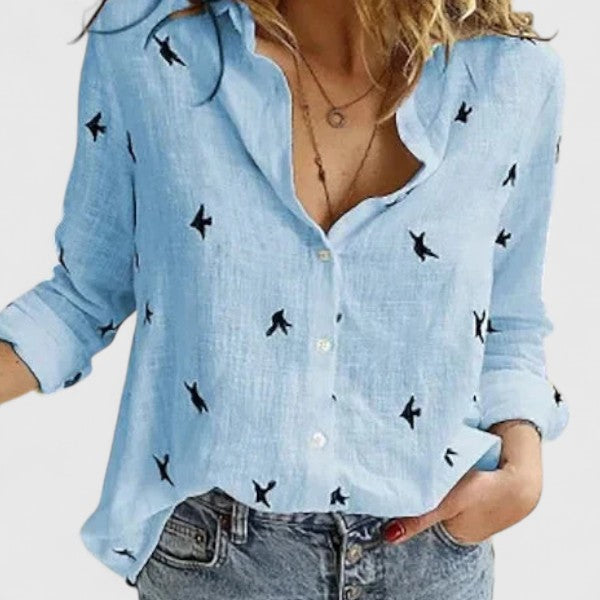 Blusa Donna Casual Bottoni Scollo a V