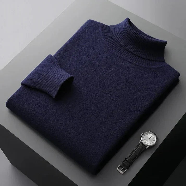 Pullover Uomo Dolcevita con Struttura a Maglia