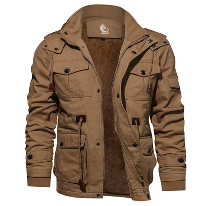 Giacca Uomo in Misto Cotone Imbottita Cappuccio Calda