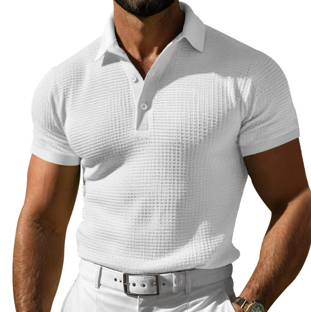 Polo Uomo Tessuto Strutturato Vestibilità Slim