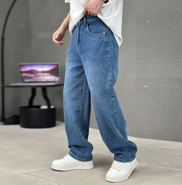 Jeans Uomo Taglio Dritto Vestibilità Ampia