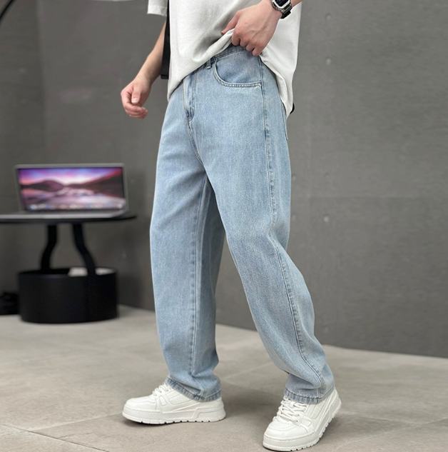 Jeans Uomo Taglio Dritto Vestibilità Ampia
