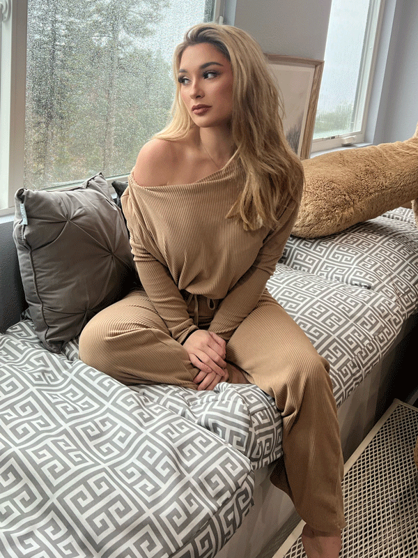 Set Donna Maglia Lavorata Spalle Scoperte Comodo Elegante - Brentozzi