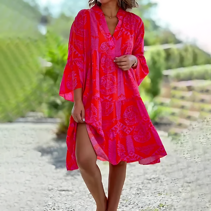 Abito Midi Donna Scollo a V Spiaggia - Brentozzi