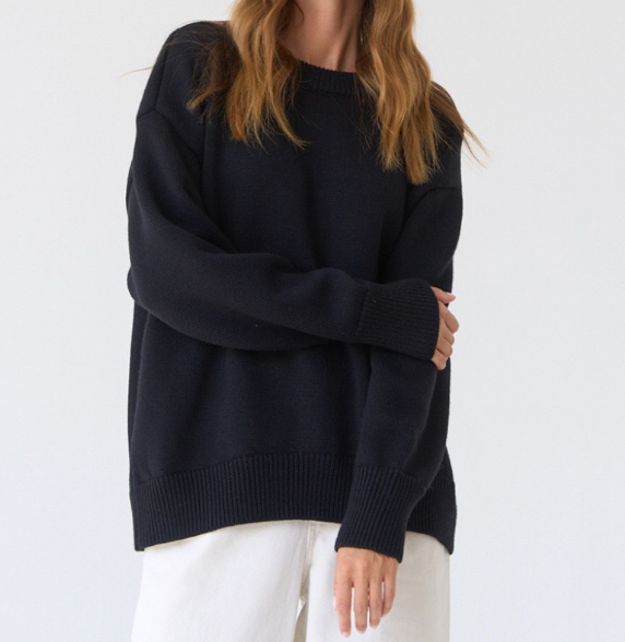 Maglione Donna Oversize in Maglia Girocollo Vestibilità Ampia