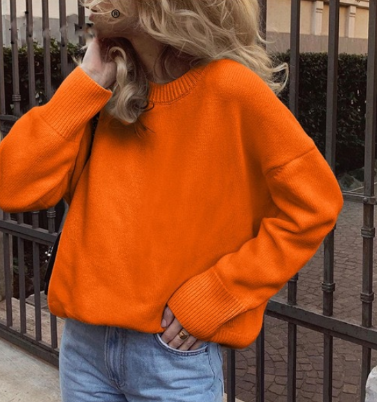 Maglione Donna Oversize in Maglia Girocollo Vestibilità Ampia