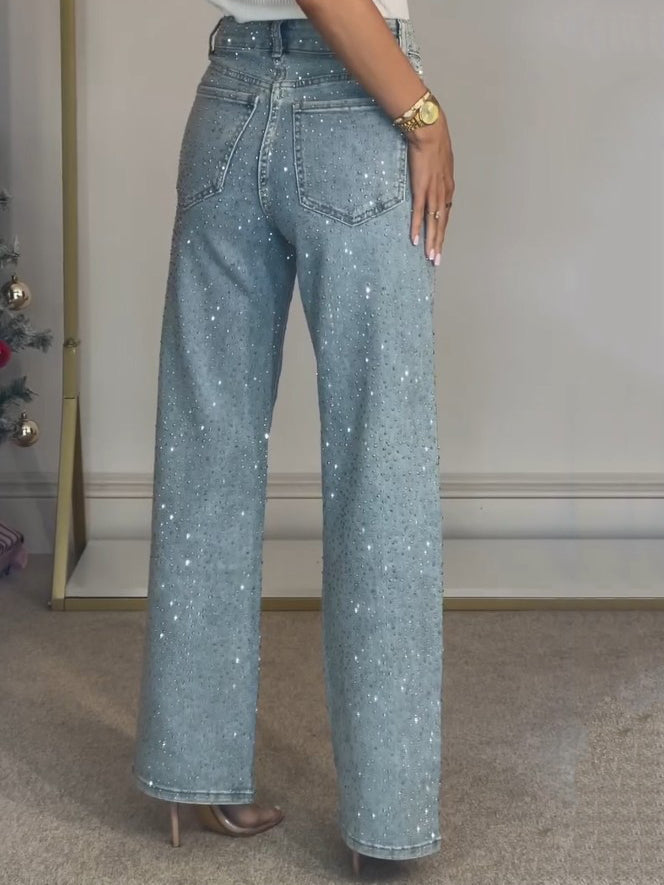 Jeans Donna Effetto Lucido Taglio Dritto