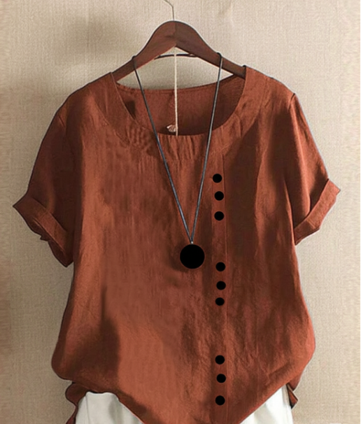 Camicia Donna Lino Manica Corta Stile Casual Estate