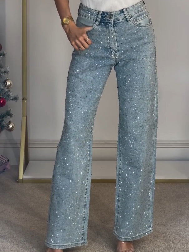 Jeans Donna con Glitter Taglio Largo - Brentozzi