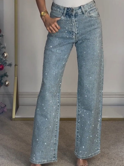 Jeans Donna con Glitter Taglio Largo - Brentozzi