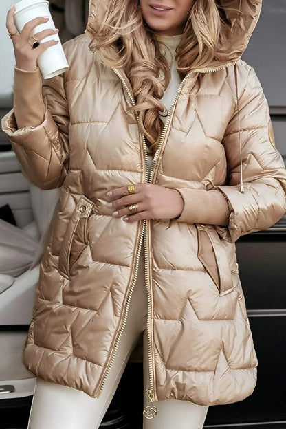 Cappotto Donna Invernale con Cappuccio e Imbottitura Elegante