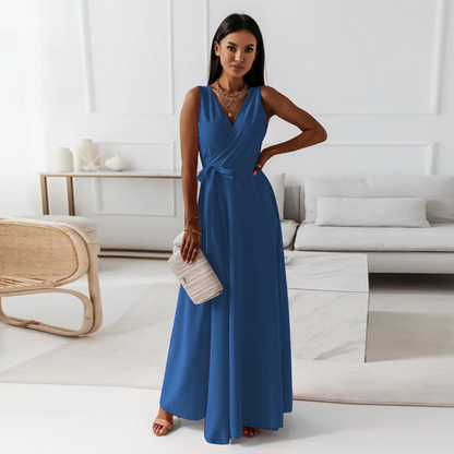 Abito Maxi Donna Effetto Incrociato Senza Maniche
