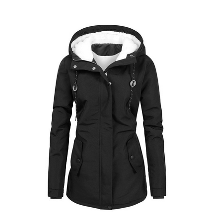 Giacca Invernale Donna Impermeabile con Cappuccio e Fodera Calda