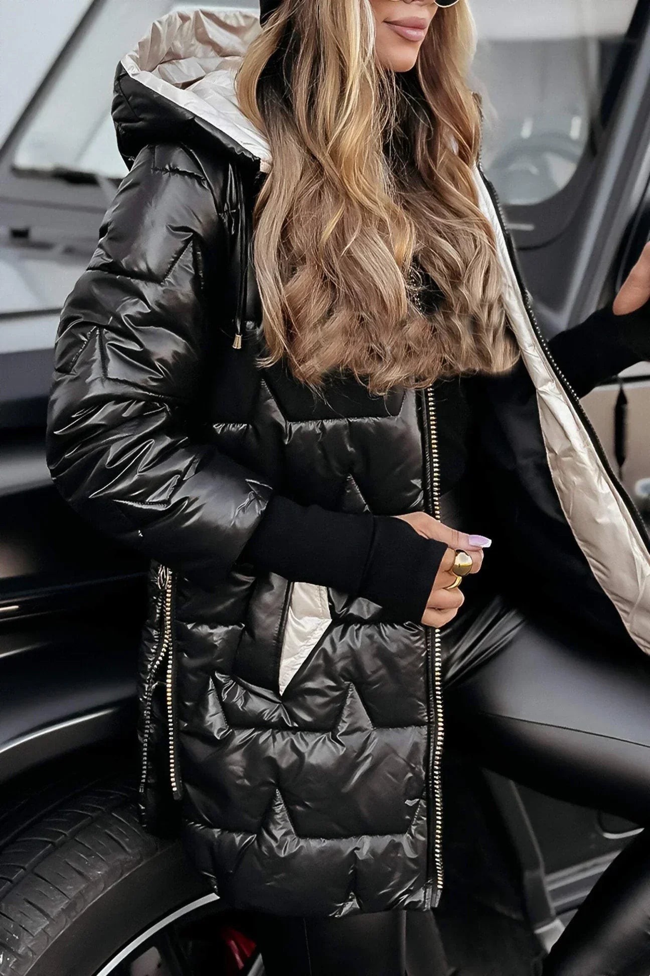 Cappotto Donna Invernale con Cappuccio e Imbottitura Elegante