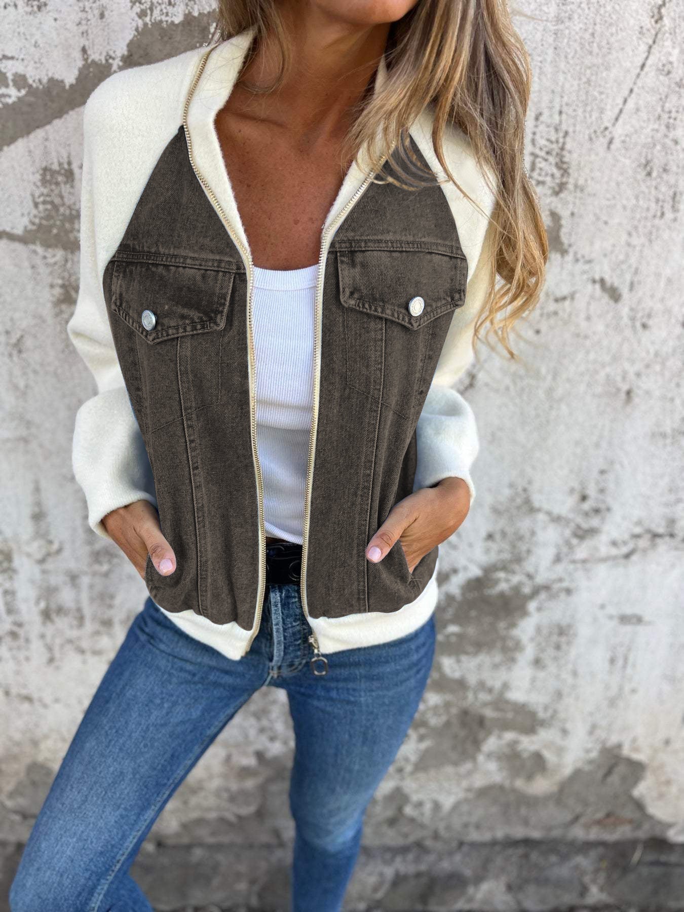 Giacca Donna con Superficie Strutturata Linea Pulita