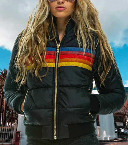 Giacca Imbottita Donna Vintage Calda Stile Retrò