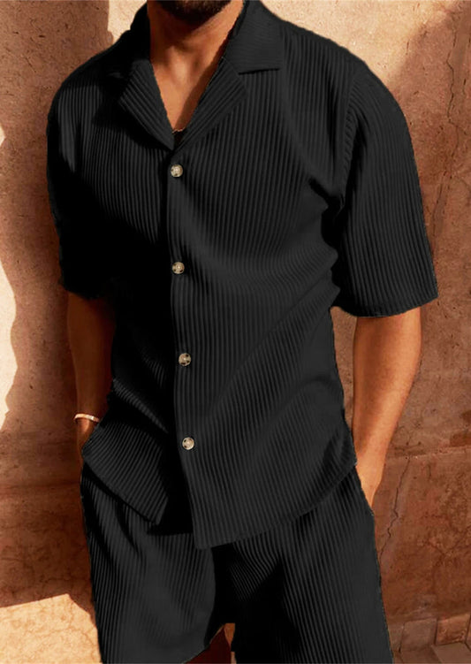 Completo Uomo Shorts e Camicia Manica Corta a Righe - Brentozzi