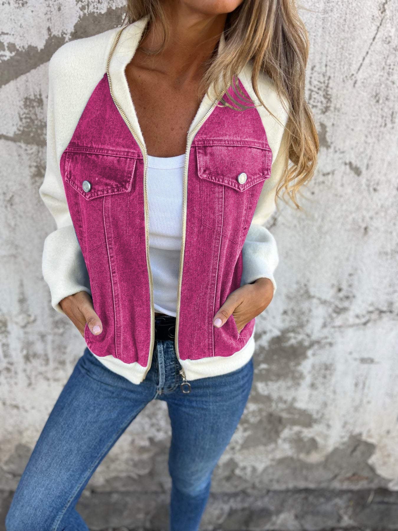 Giacca Donna con Superficie Strutturata Linea Pulita