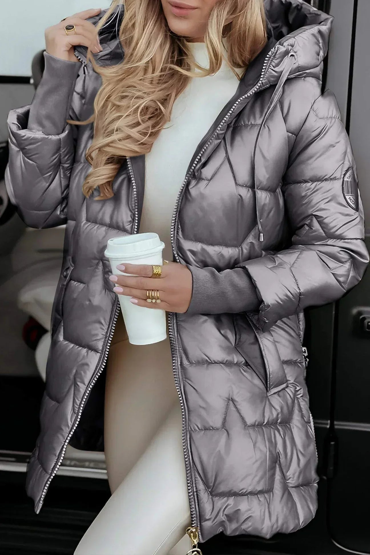 Cappotto Donna Invernale con Cappuccio e Imbottitura Elegante