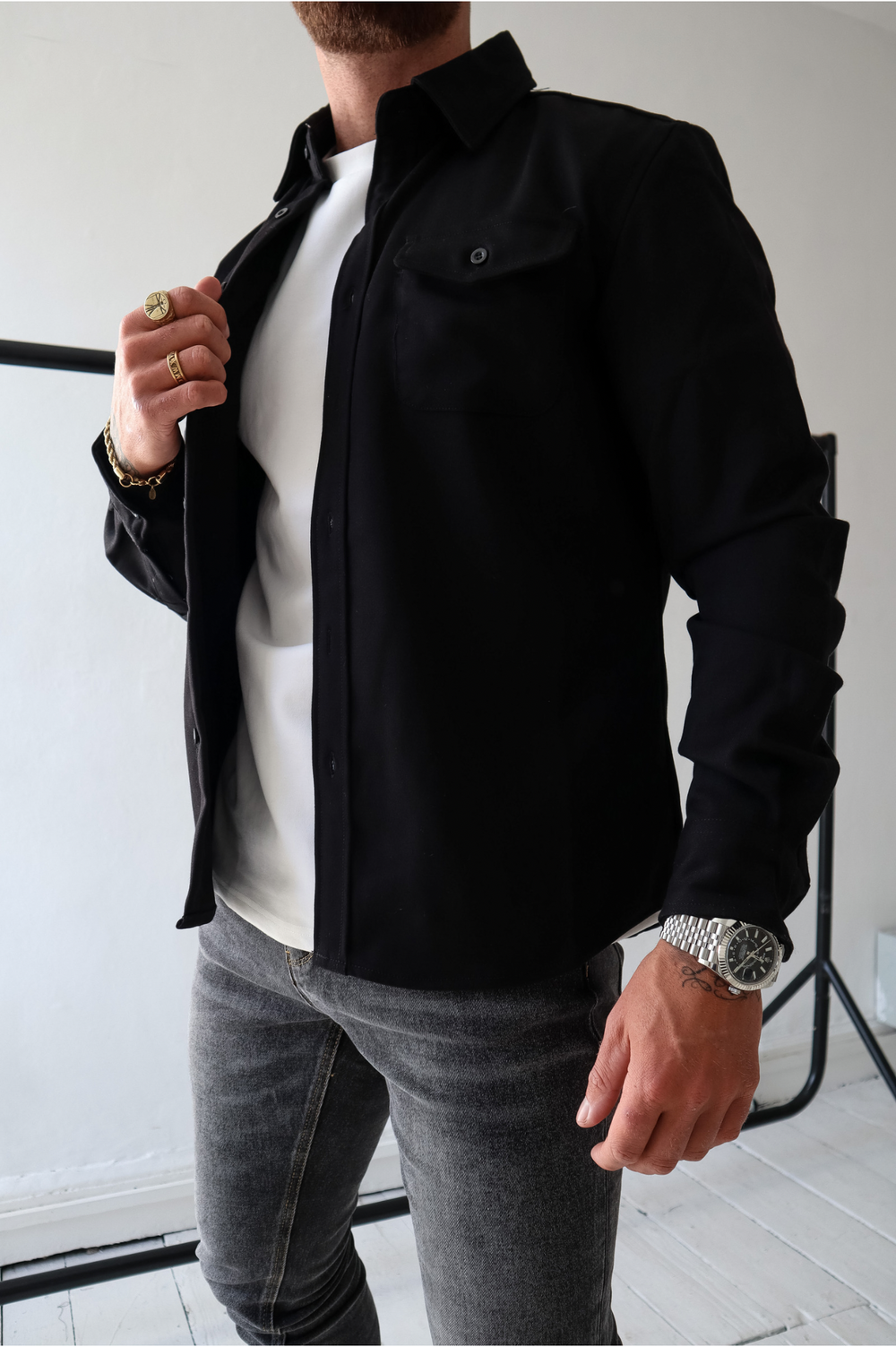 Camicia Uomo in Cotone con Tasche sul Petto Regular Fit
