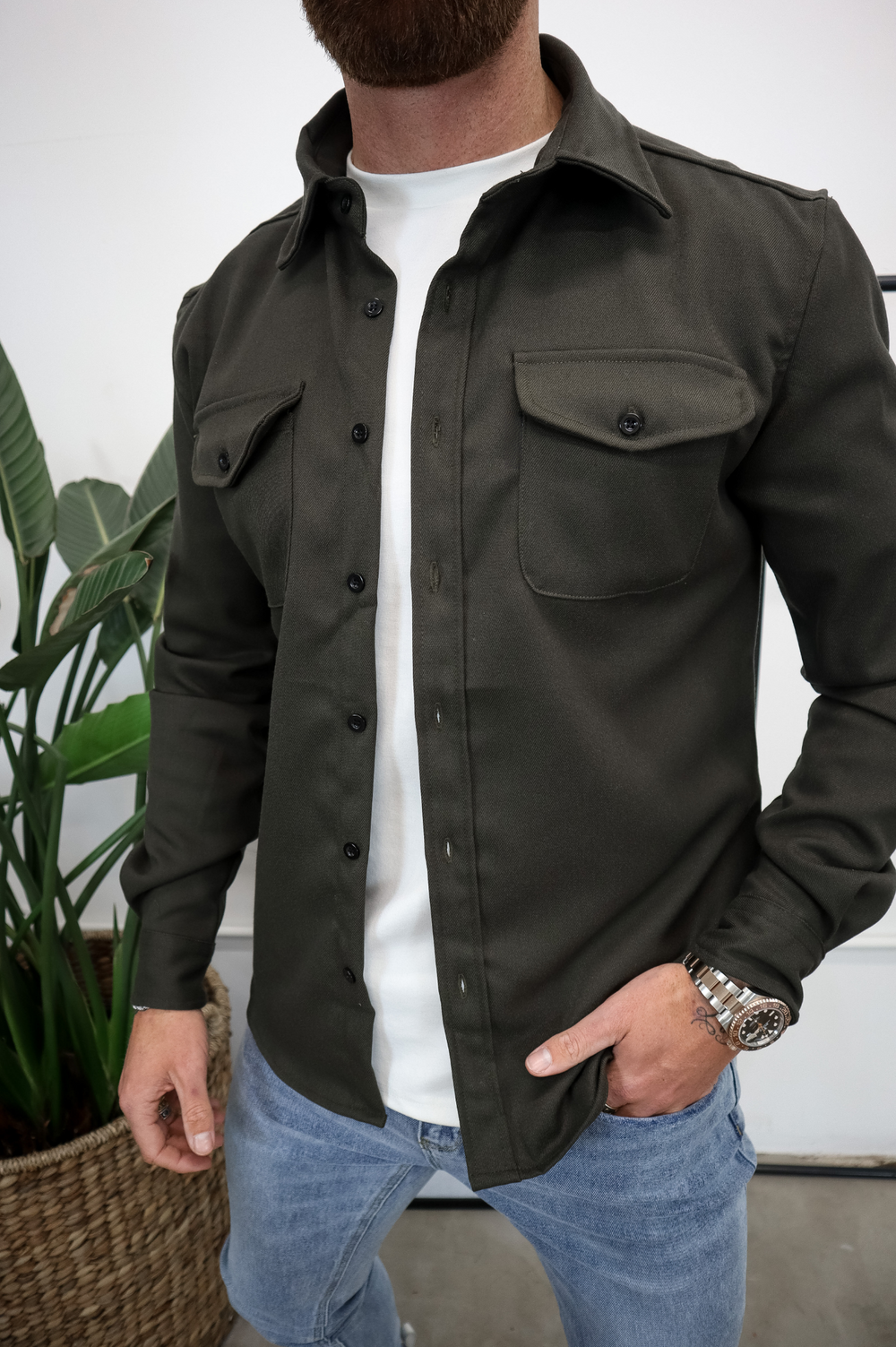 Camicia Uomo in Cotone con Tasche sul Petto Regular Fit