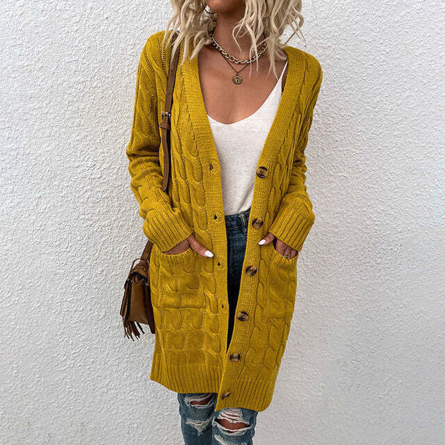 Cardigan Lungo Donna in Maglia con Bottoni - Brentozzi