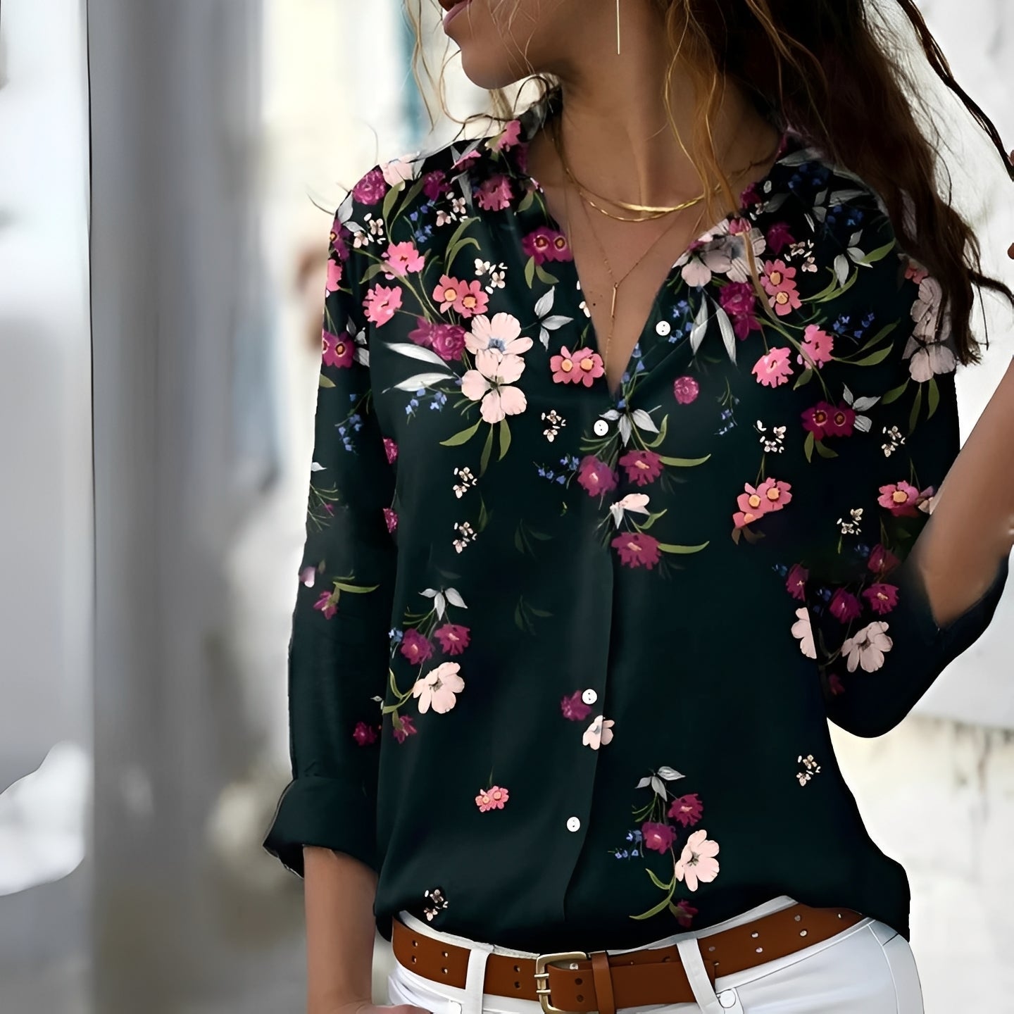 Camicia Donna Manica Lunga con Colletto Elegante