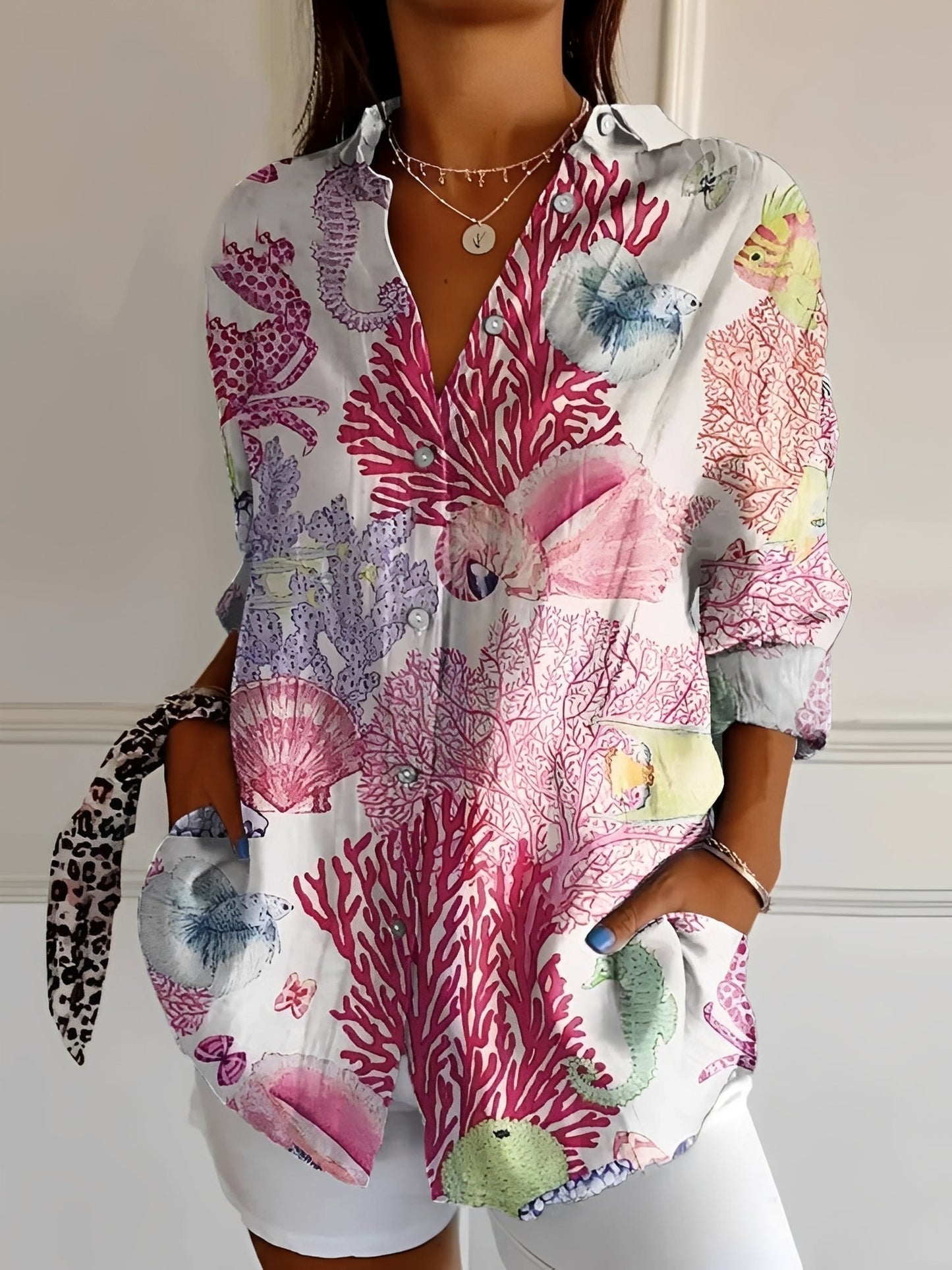 Camicia Donna Elegante con Bottoni Slim Fit
