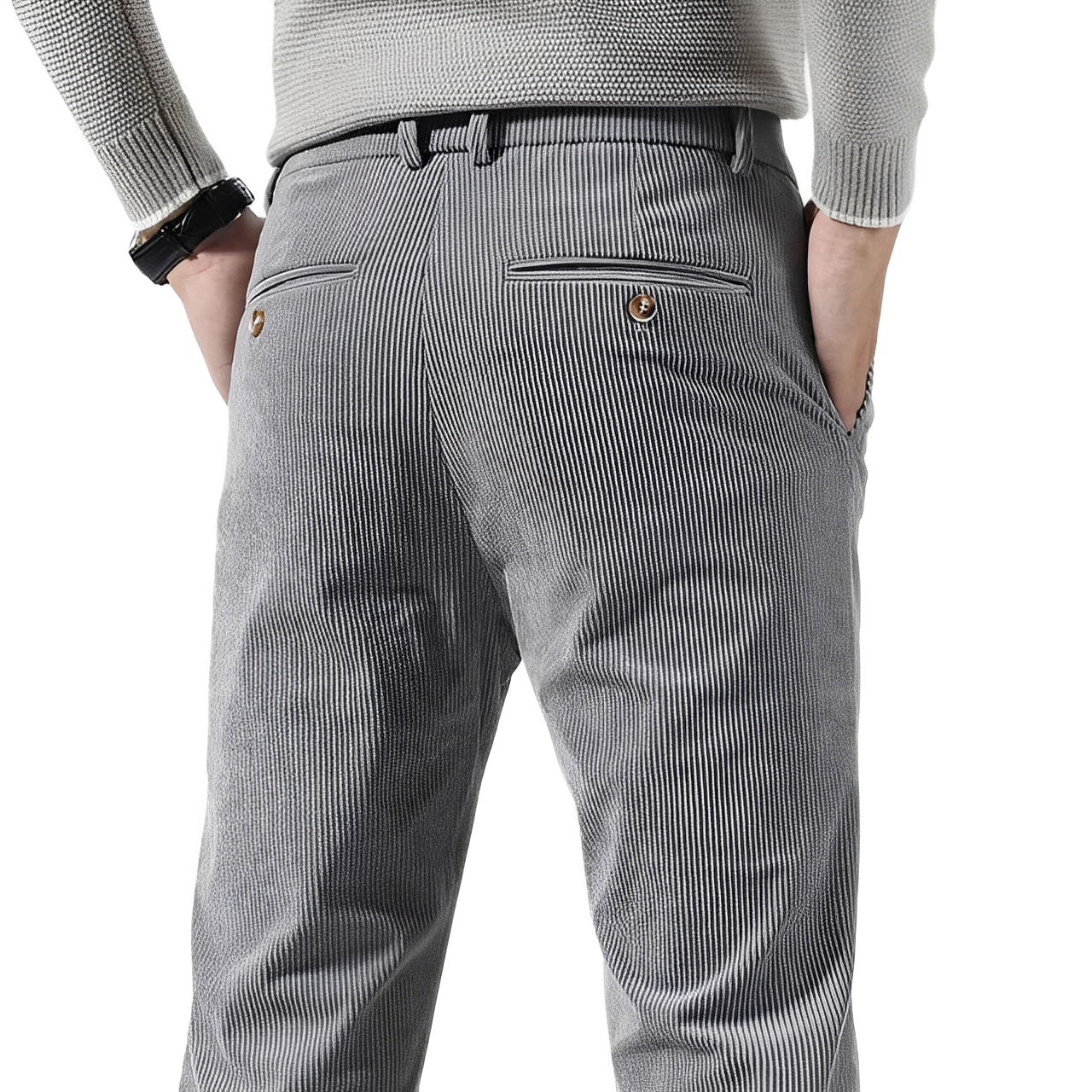 Pantaloni Uomo in Corduroy Leggeri Vestibilità Comoda