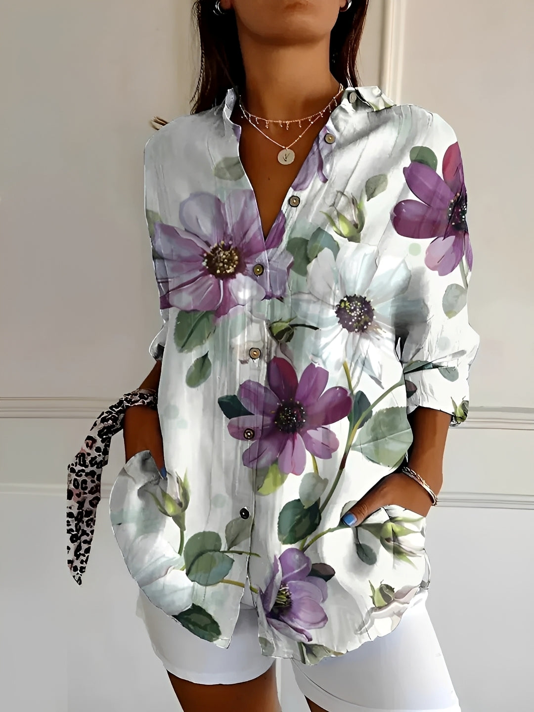Camicia Donna con Bottoni Stile Classico