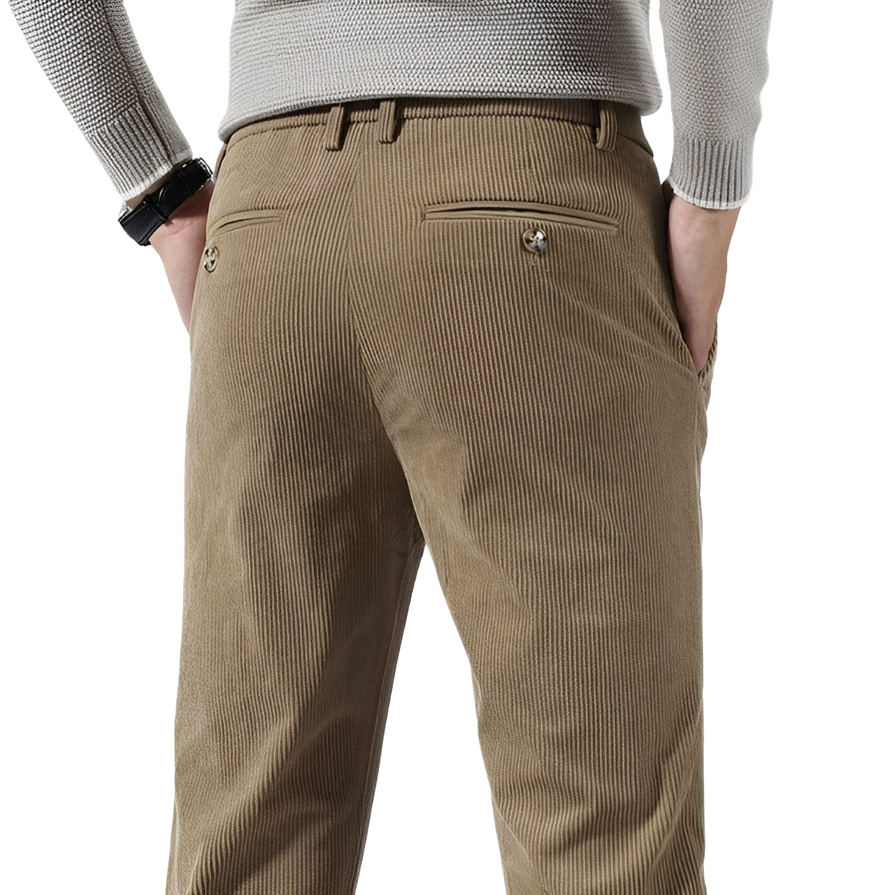 Pantaloni Uomo in Corduroy Leggeri Vestibilità Comoda