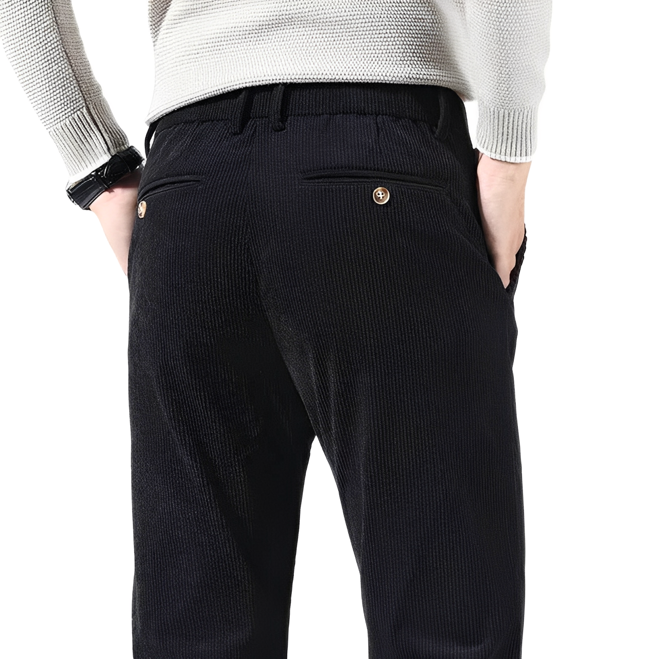 Pantaloni Uomo in Corduroy Leggeri Vestibilità Comoda