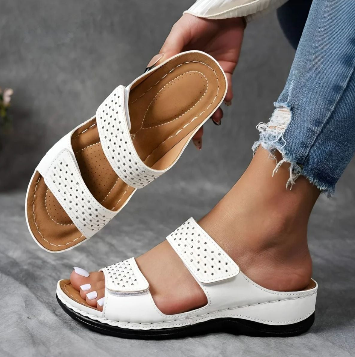 Sandali Donna Ortopedici con Chiusura a Velcro - Brentozzi