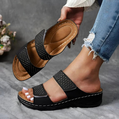 Sandali Donna Ortopedici con Chiusura a Velcro