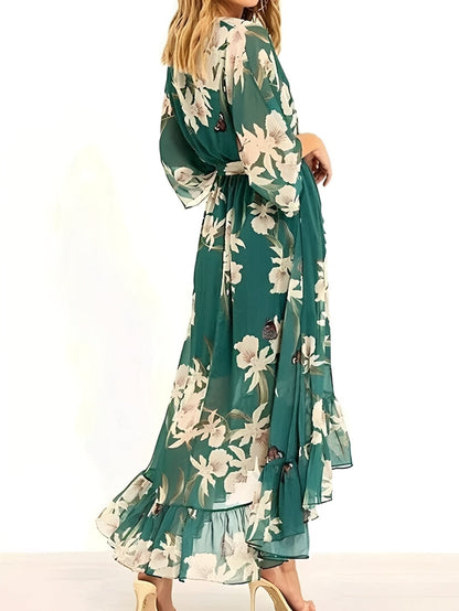 Abito Maxidress Donna Svasato Tessuto Fluttuante