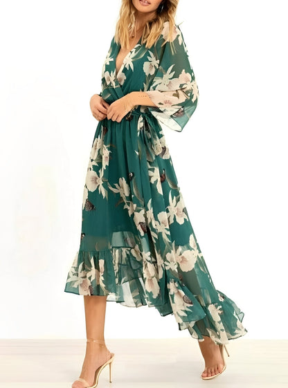 Abito Maxidress Donna Svasato Tessuto Fluttuante