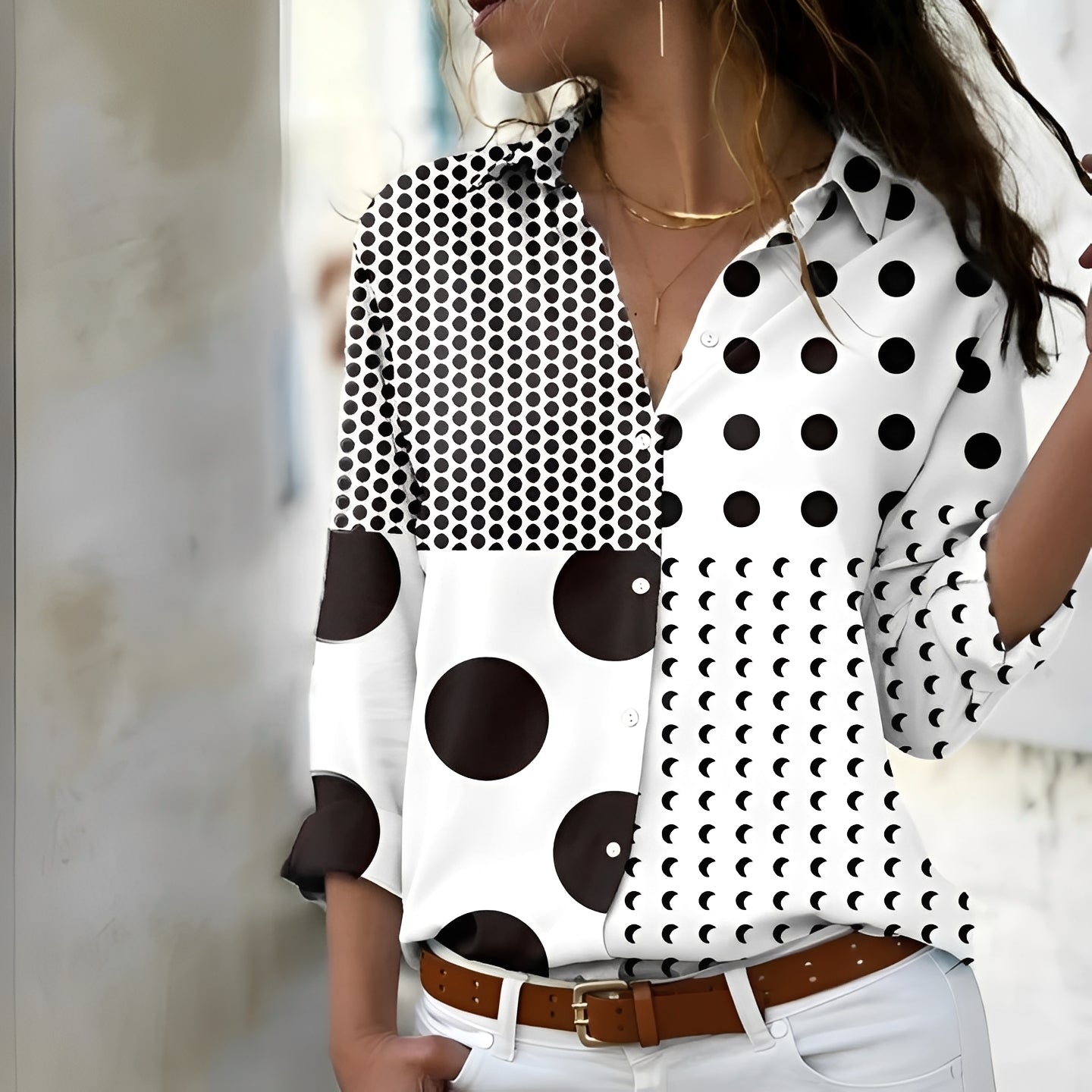 Camicia Donna Manica Lunga con Colletto Elegante