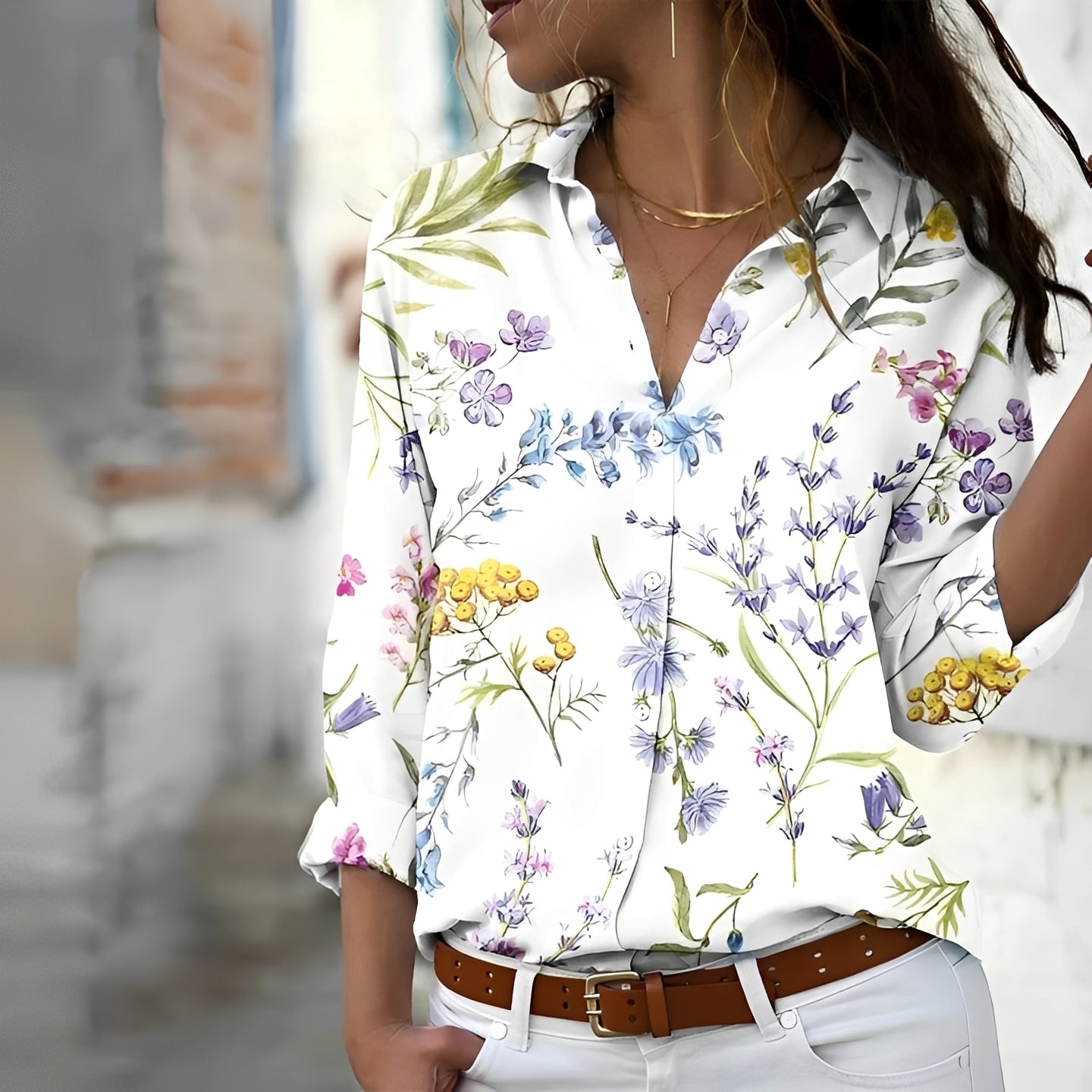 Camicia Donna Manica Lunga con Colletto Elegante - Brentozzi