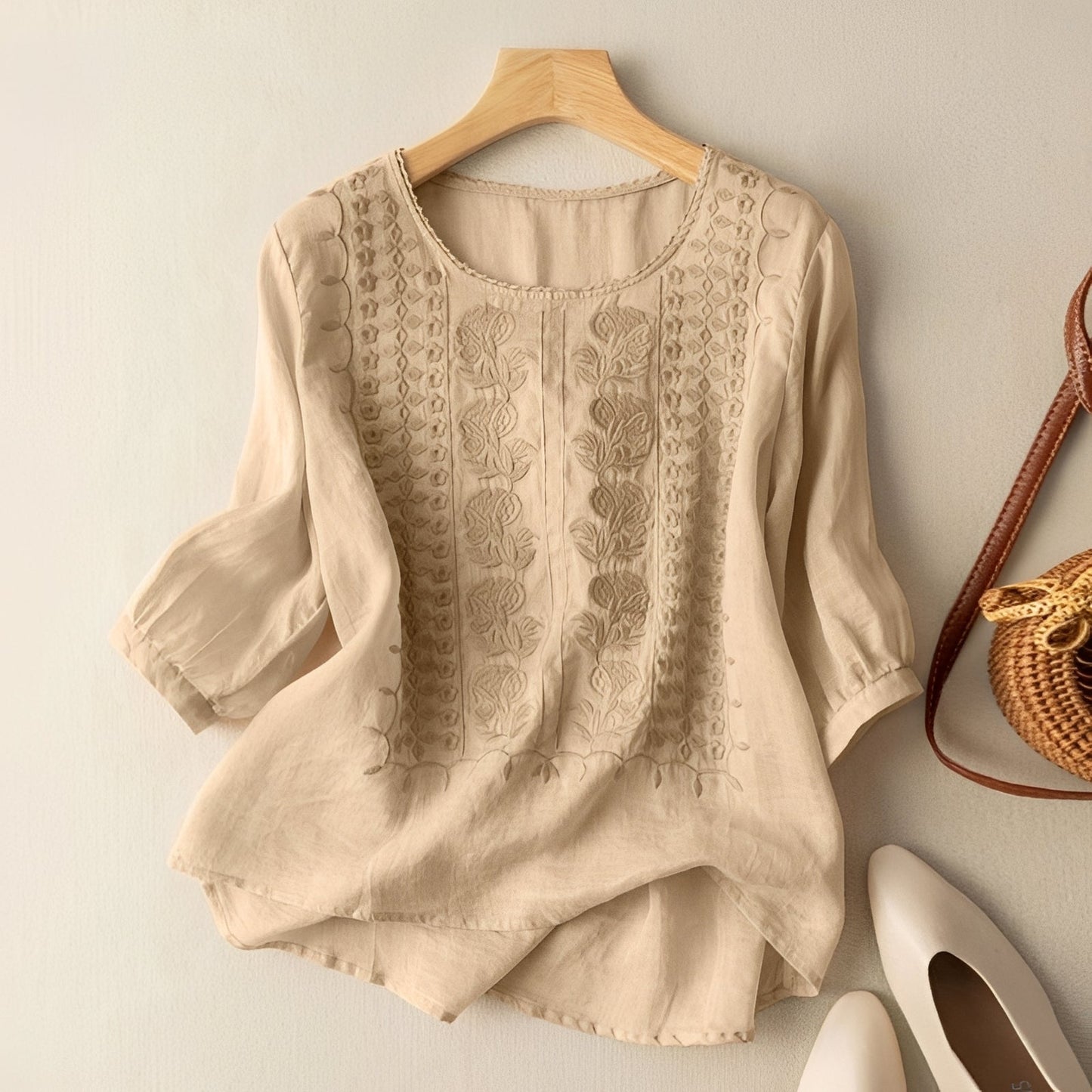 Camicia Donna Ricamata Manica Elegante