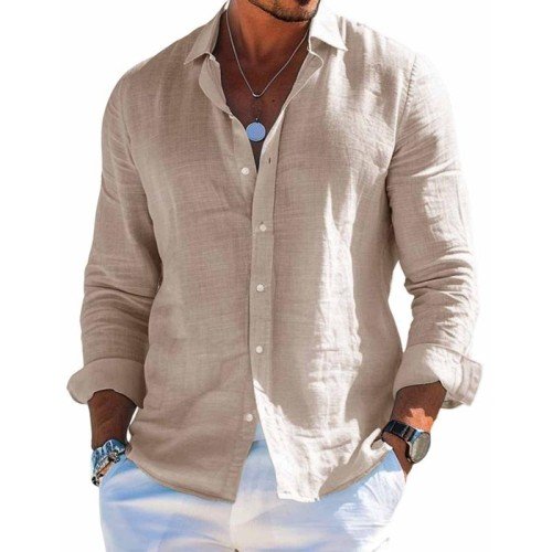 Camicia Uomo Lino Manica Lunga