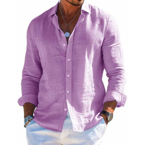 Camicia Uomo Manica Lunga Cotone Vestibilità Comoda