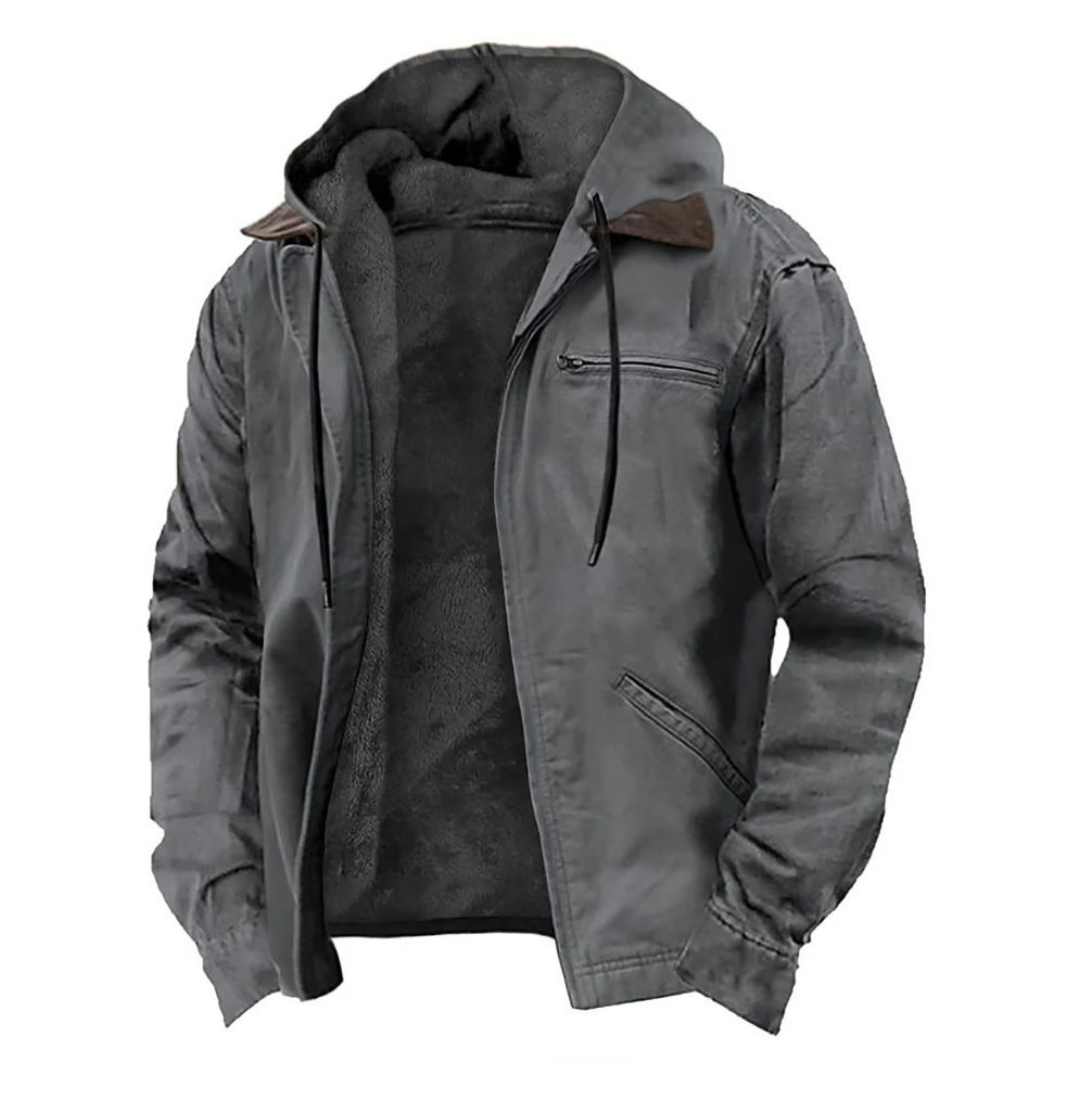 Giacca Uomo con Cappuccio e Chiusura Frontale con Zip