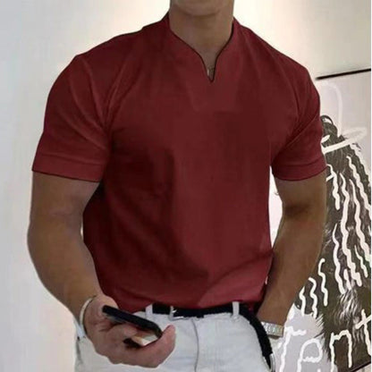 T-shirt Uomo Cotone Scollo a V Minimal Manica Corta