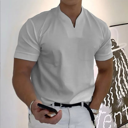 T-shirt Uomo Cotone Scollo a V Minimal Manica Corta