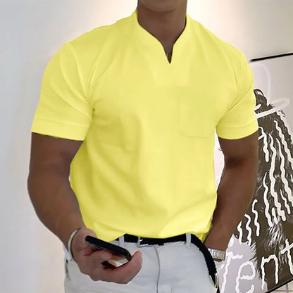 T-shirt Uomo Cotone Scollo a V Minimal Manica Corta