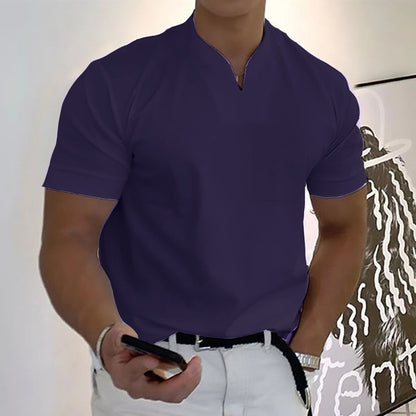 T-shirt Uomo Cotone Scollo a V Minimal Manica Corta