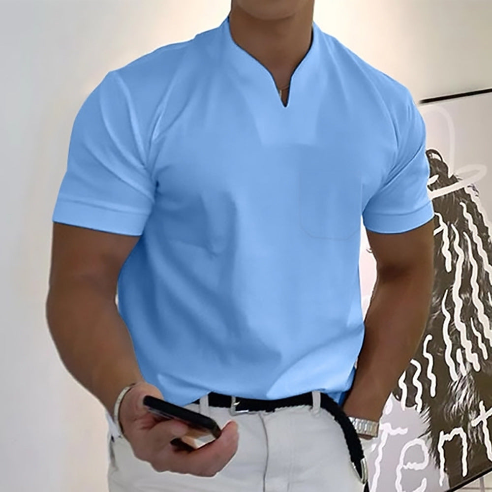 T-shirt Uomo Cotone Scollo a V Minimal Manica Corta