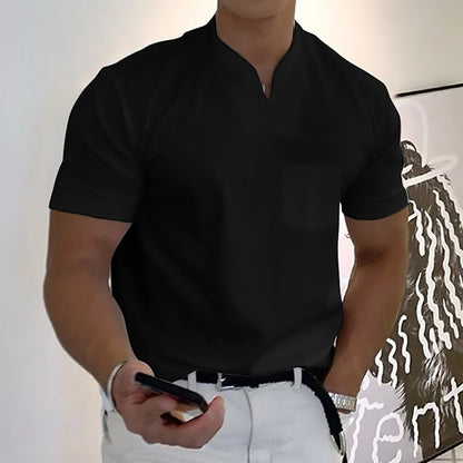 T-shirt Uomo Cotone Scollo a V Minimal Manica Corta